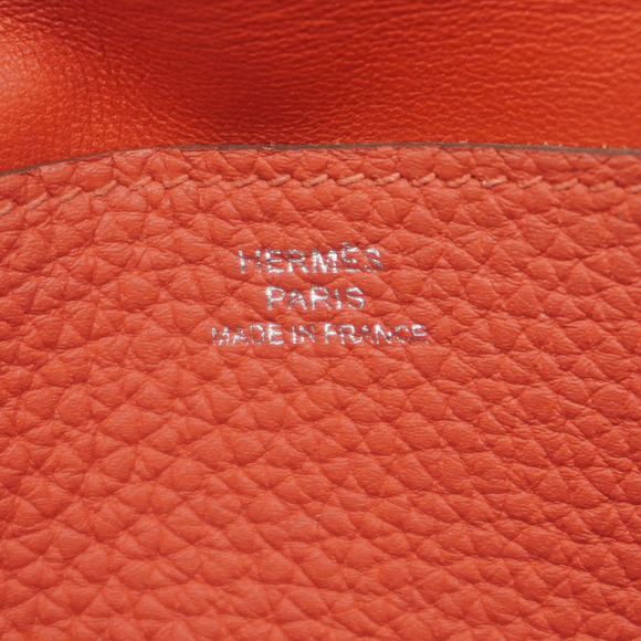 Auth Hermes Dogon Long D Engraved Rouge De Cool Taurillon Clemence Long Wallet - Picture 4 of 10